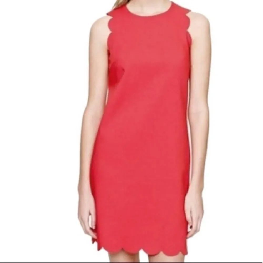 J. Crew Classic Coral Scalloped Shift Dress Size 4